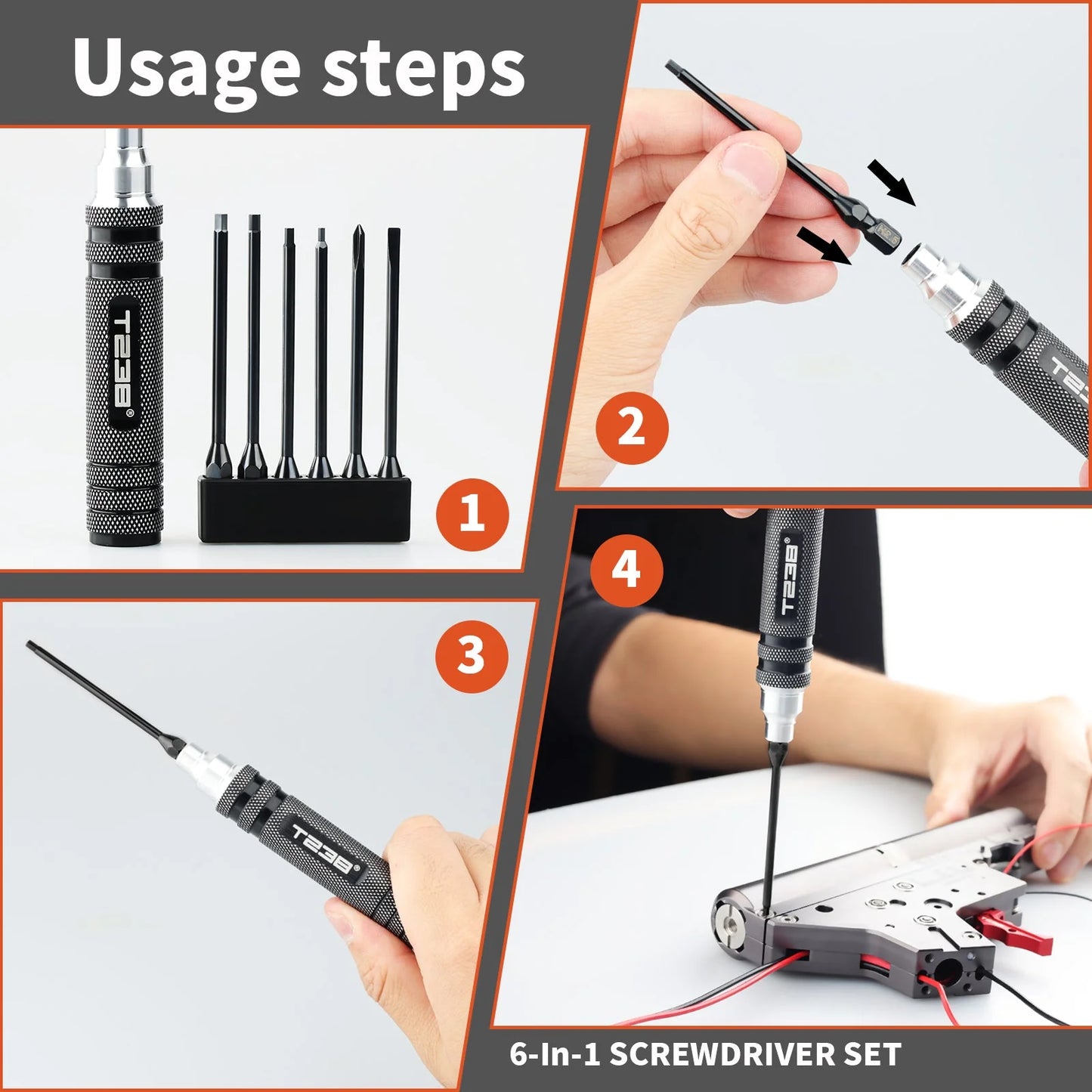T238 Professional Black Titanium Screwdriver Set - 6-Piece - Professional Grade