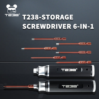 T238 6-in-1 Portable Screwdriver – Red Steel