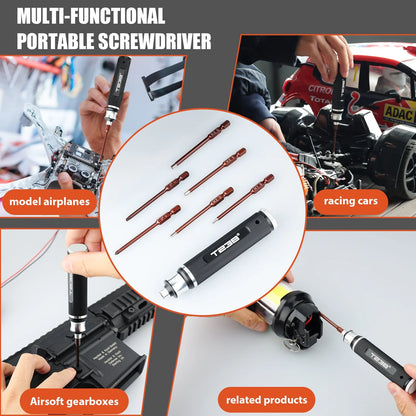 T238 6-in-1 Portable Screwdriver – Red Steel