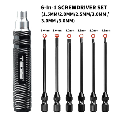 T238 Professional Black Titanium Screwdriver Set - 6-Piece - Professional Grade