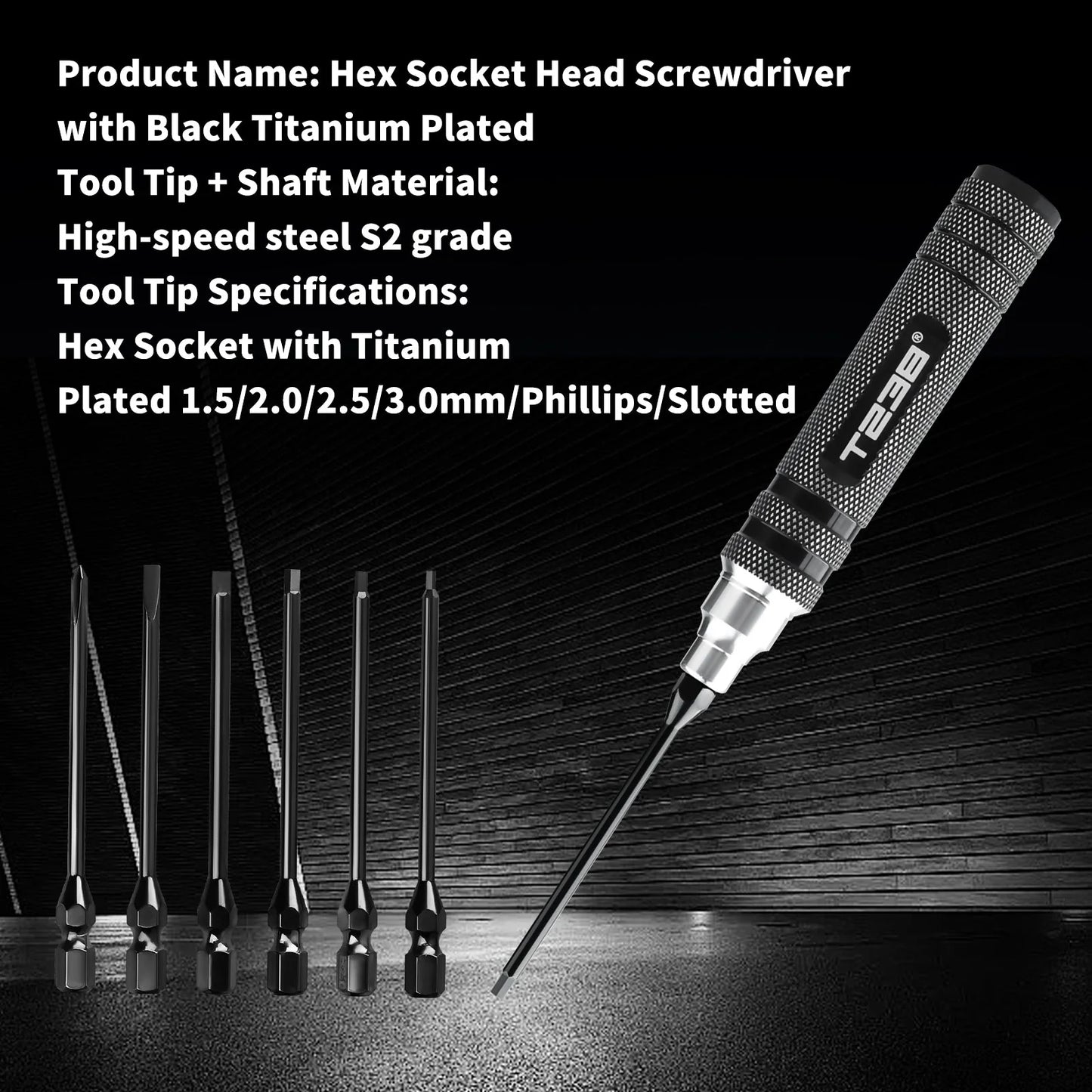 T238 Professional Black Titanium Screwdriver Set - 6-Piece - Professional Grade