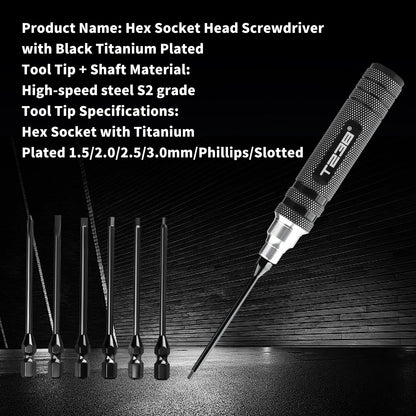 T238 Professional Black Titanium Screwdriver Set - 6-Piece - Professional Grade