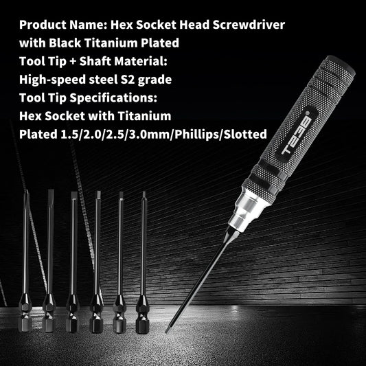 T238 Professional Black Titanium Screwdriver Set - 6-Piece - Professional Grade