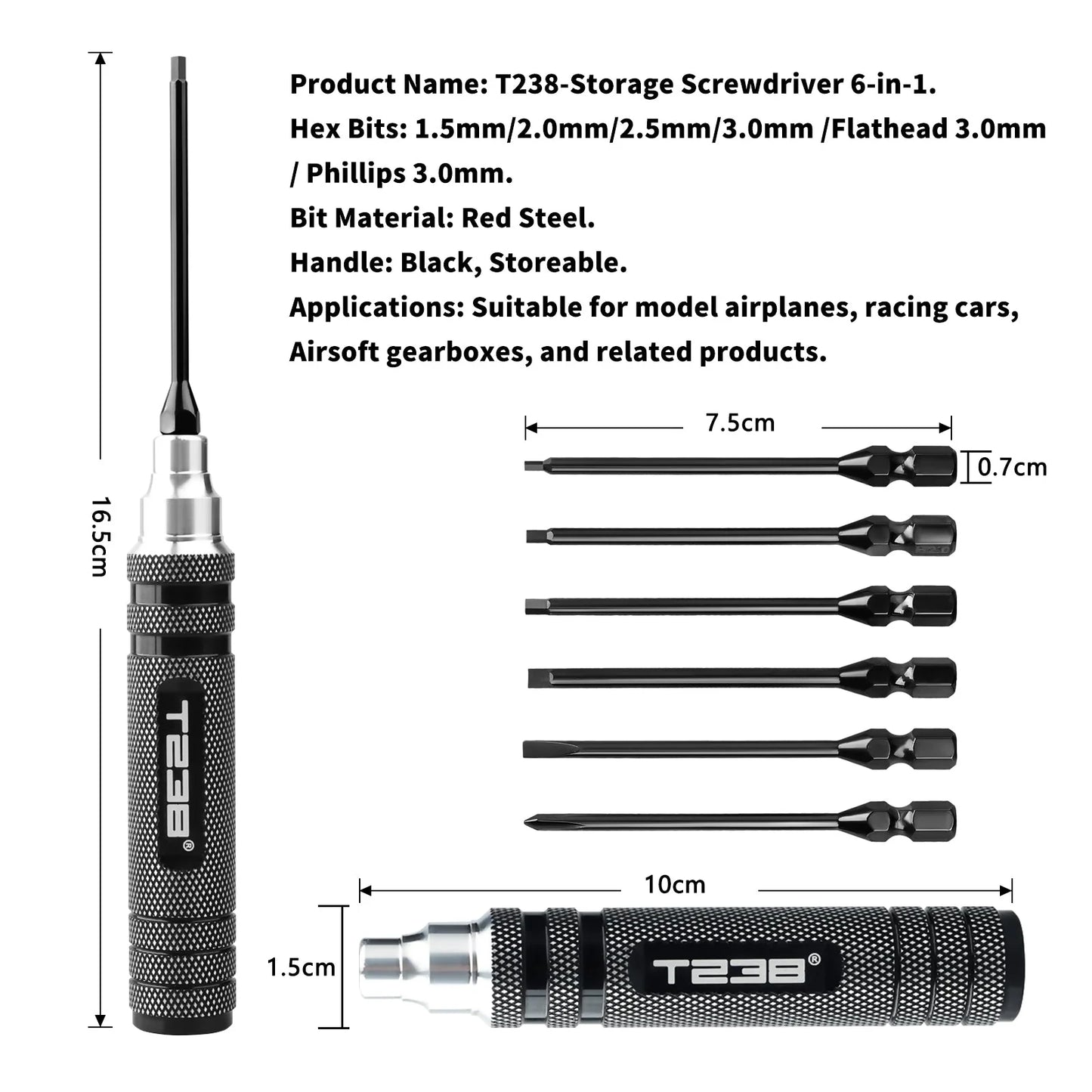 T238 Professional Black Titanium Screwdriver Set - 6-Piece - Professional Grade