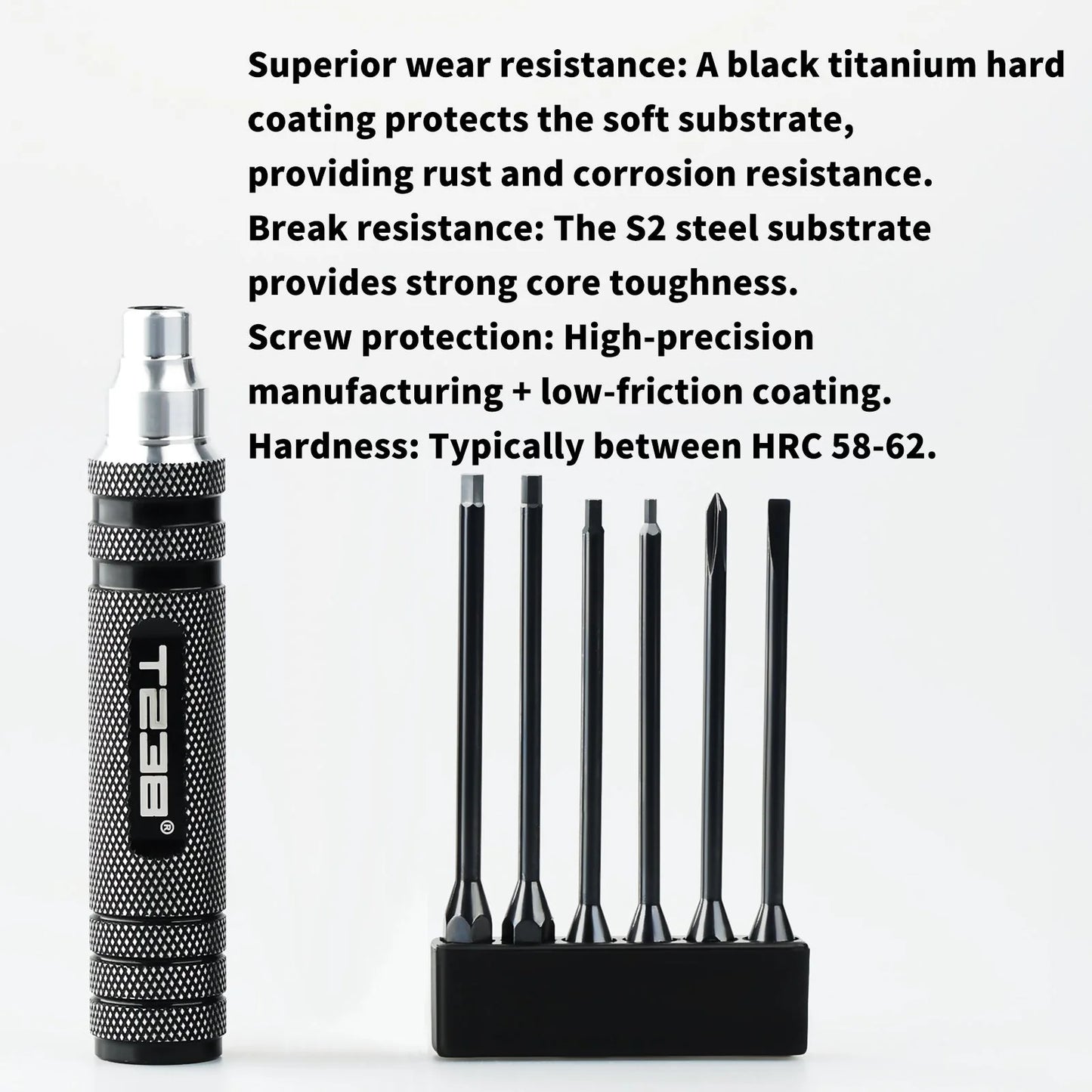 T238 Professional Black Titanium Screwdriver Set - 6-Piece - Professional Grade