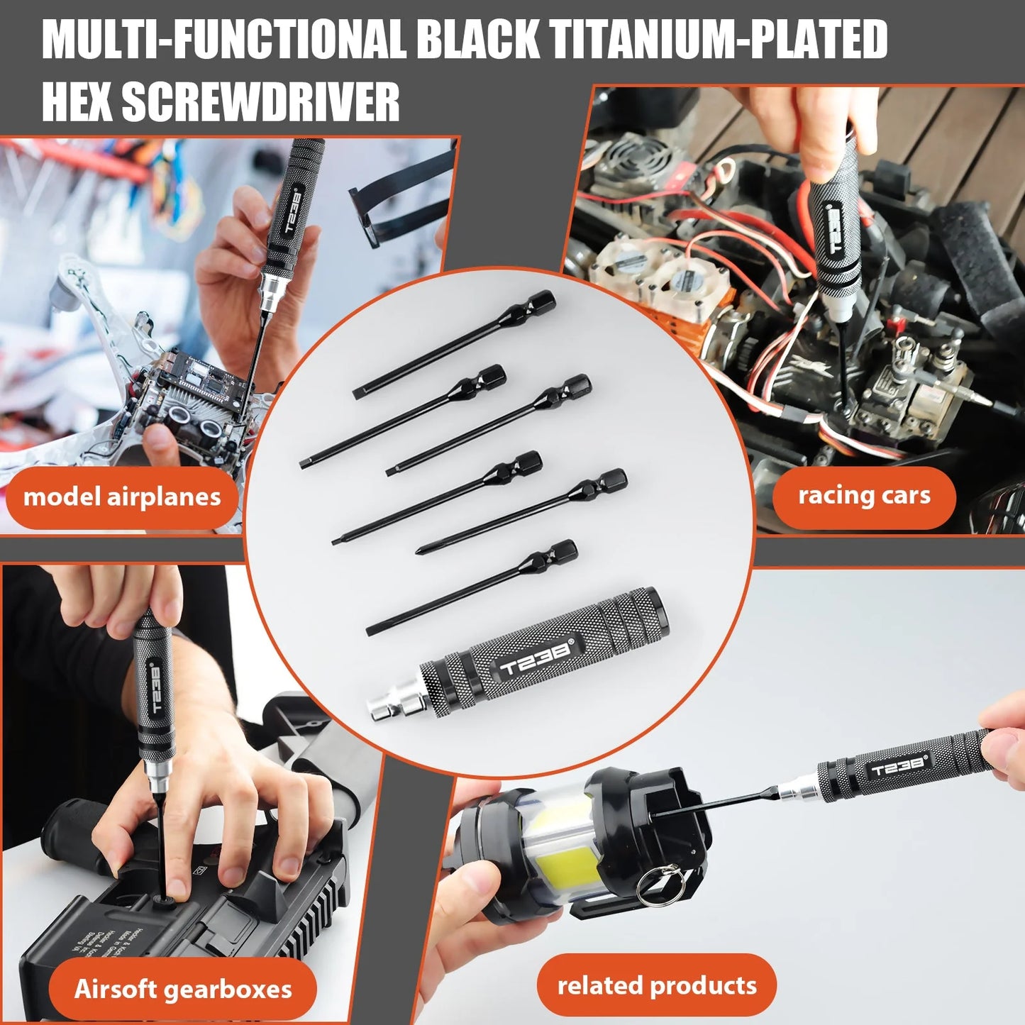 T238 Professional Black Titanium Screwdriver Set - 6-Piece - Professional Grade